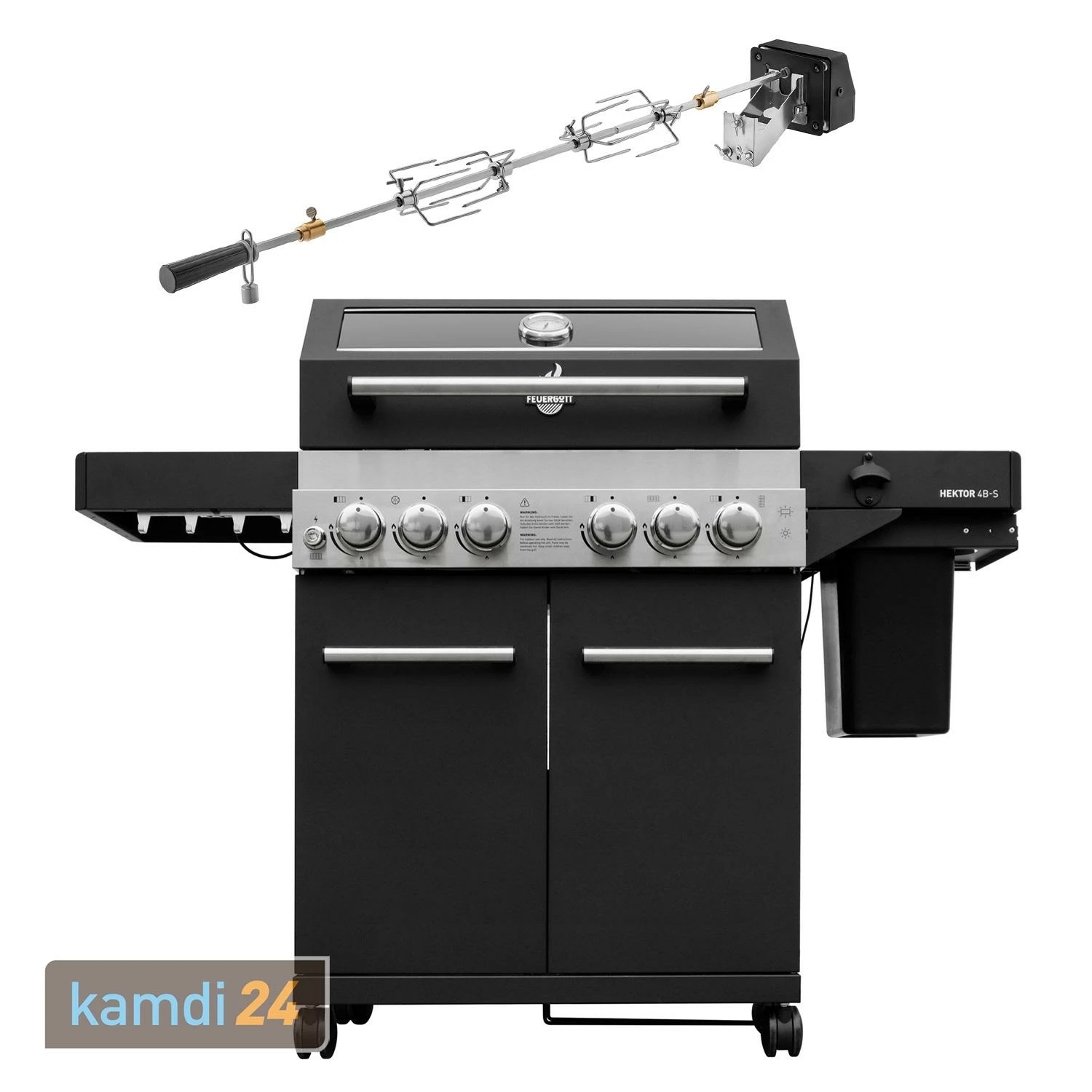 Feuergott Gas-Grillstation Hektor 4B-S Inkl. Abdeckhaube + Drehspieß 3 Feuergott Gas-Grillstation Hektor 4B-S Inkl. Abdeckhaube + Drehspieß